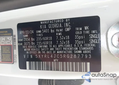 2024 Kia Sorento S from USA, damaged, VIN 5XYRL4JC5RG287793